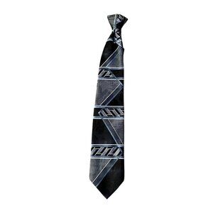Towncraft Mens Clip-On Tie Black Gray Blue Geometric Used 20.75” Y2K